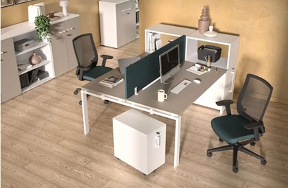 Ensemble bureaux AS avec cloison et armoires