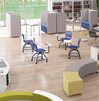 Chaise mobile pivotante avec tablette écritoire