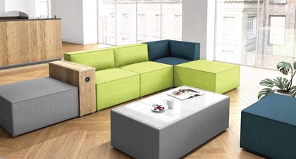 Canapé d'attente modulable en tissu ou skaï