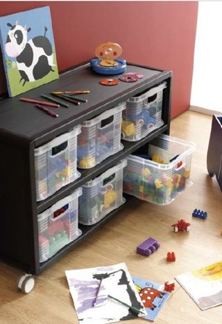 Meuble de rangement mobile à tiroirs en polypropylène noir