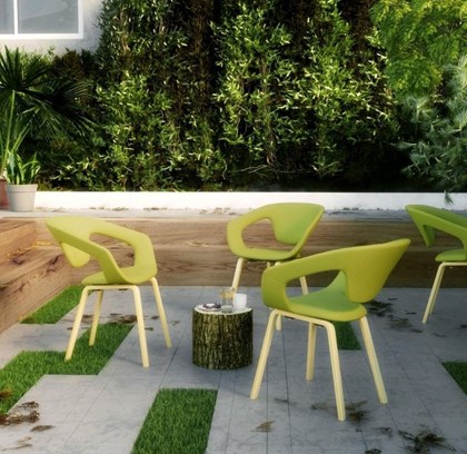 Chaise tissu piétement bois