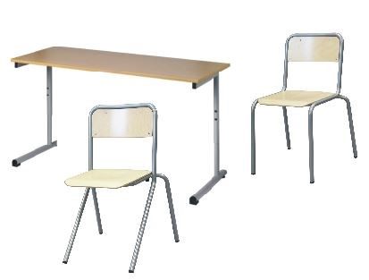 Banc double réglable et chaise appui sur table et 4 pieds