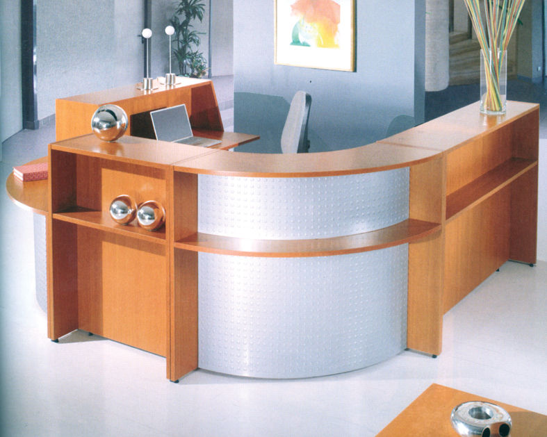 Banque d'accueil merisier alu