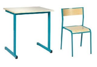 Banc simple et chaise d'école