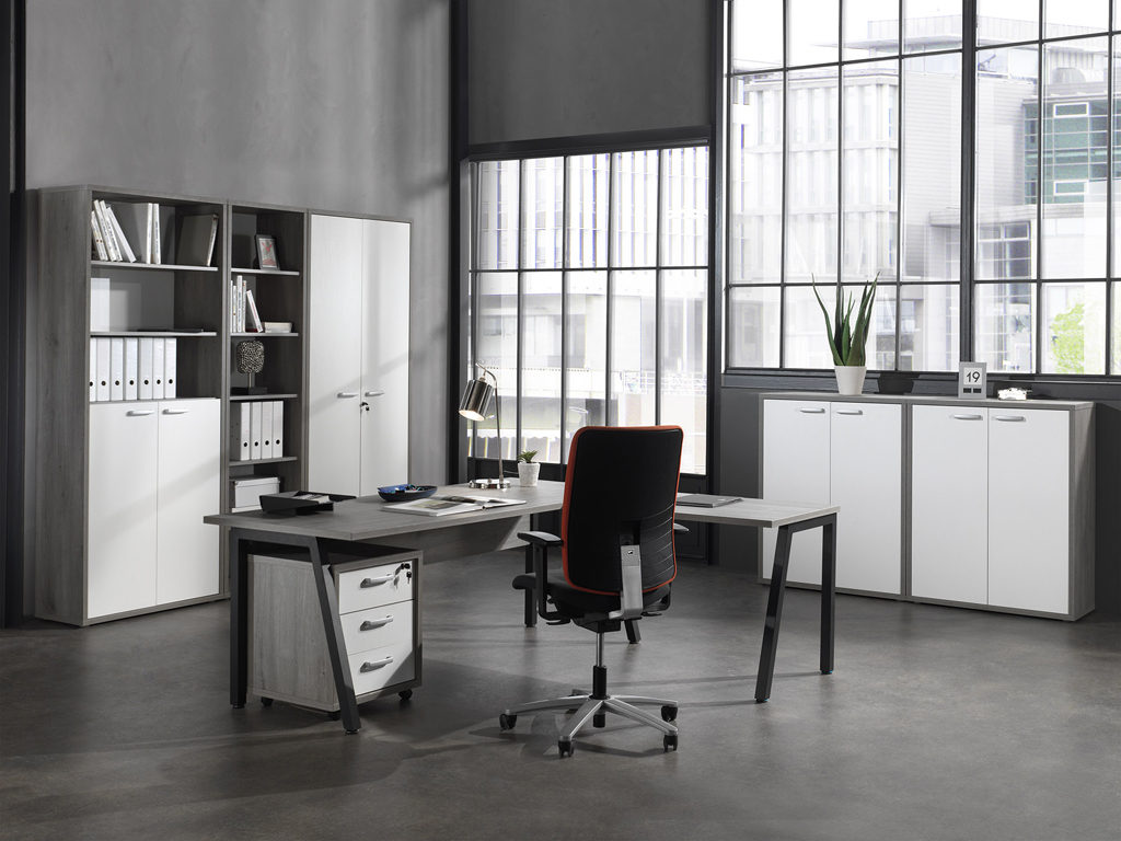 Ensemble bureau blanc gris