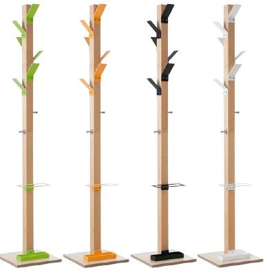 Portemanteau bois avec patères colorées
