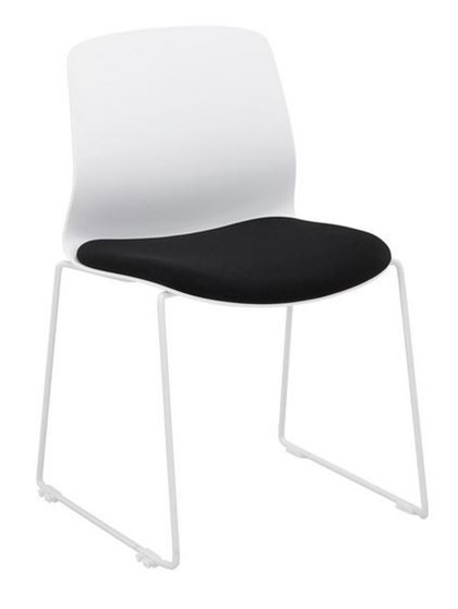 Chaise coque blanche assise tissu noir